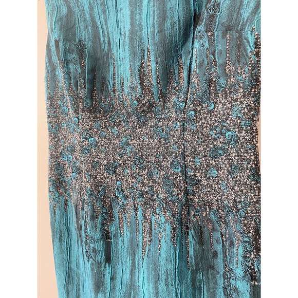 Kay Unger Sleeveless Formal Dress Size 12 Textured Waist Crinkle Metallic Green - Picture 3 of 6